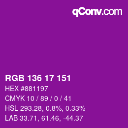 Color code: RGB 136 17 151 | qconv.com