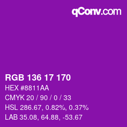 Color code: RGB 136 17 170 | qconv.com