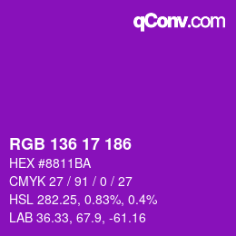 Color code: RGB 136 17 186 | qconv.com