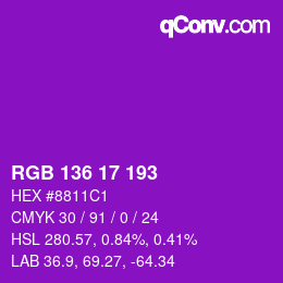 Color code: RGB 136 17 193 | qconv.com
