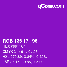 カラーコード: RGB 136 17 196 | qconv.com