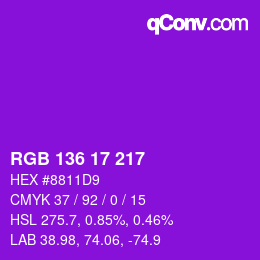Farbcode: RGB 136 17 217 | qconv.com