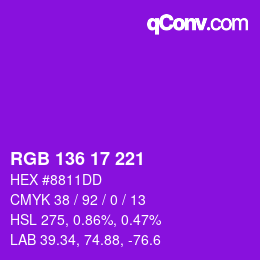 Color code: RGB 136 17 221 | qconv.com
