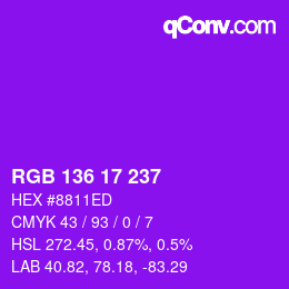 Color code: RGB 136 17 237 | qconv.com