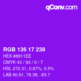 Color code: RGB 136 17 238 | qconv.com