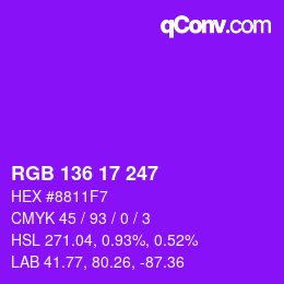 カラーコード: RGB 136 17 247 | qconv.com