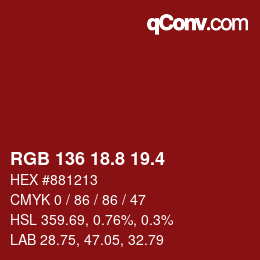 カラーコード: RGB 136 18.8 19.4 | qconv.com