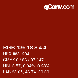 カラーコード: RGB 136 18.8 4.4 | qconv.com