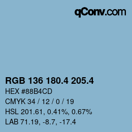カラーコード: RGB 136 180.4 205.4 | qconv.com