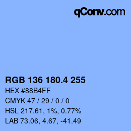 カラーコード: RGB 136 180.4 255 | qconv.com