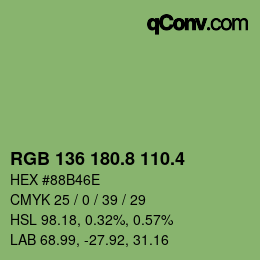 カラーコード: RGB 136 180.8 110.4 | qconv.com