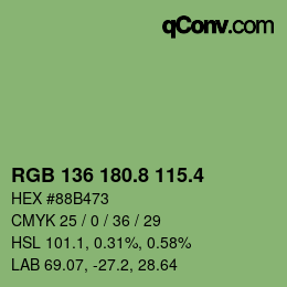 カラーコード: RGB 136 180.8 115.4 | qconv.com