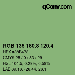 カラーコード: RGB 136 180.8 120.4 | qconv.com