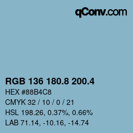 カラーコード: RGB 136 180.8 200.4 | qconv.com