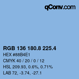 カラーコード: RGB 136 180.8 225.4 | qconv.com