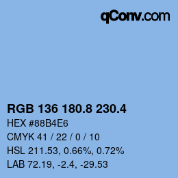 カラーコード: RGB 136 180.8 230.4 | qconv.com
