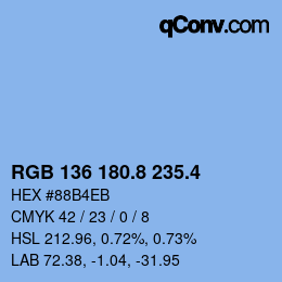 カラーコード: RGB 136 180.8 235.4 | qconv.com