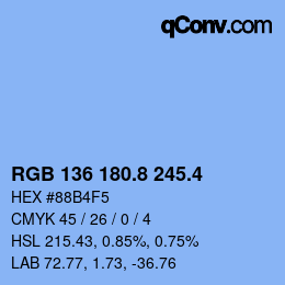 カラーコード: RGB 136 180.8 245.4 | qconv.com