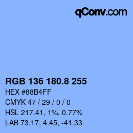 カラーコード: RGB 136 180.8 255 | qconv.com