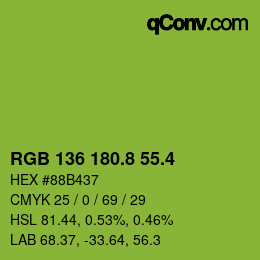 カラーコード: RGB 136 180.8 55.4 | qconv.com