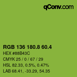 カラーコード: RGB 136 180.8 60.4 | qconv.com