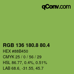 カラーコード: RGB 136 180.8 80.4 | qconv.com
