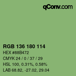 Color code: RGB 136 180 114 | qconv.com