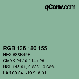 Color code: RGB 136 180 155 | qconv.com