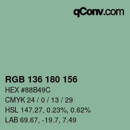Color code: RGB 136 180 156 | qconv.com