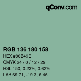カラーコード: RGB 136 180 158 | qconv.com