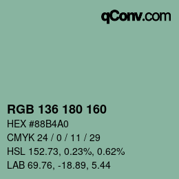 Color code: RGB 136 180 160 | qconv.com