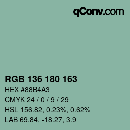 Color code: RGB 136 180 163 | qconv.com