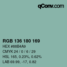 Código de color: RGB 136 180 169 | qconv.com