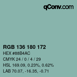 Color code: RGB 136 180 172 | qconv.com
