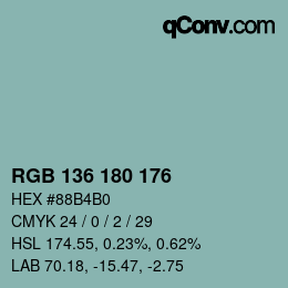 Color code: RGB 136 180 176 | qconv.com