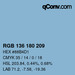 Color code: RGB 136 180 209 | qconv.com