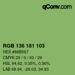 カラーコード: RGB 136 181 103 | qconv.com
