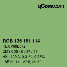 カラーコード: RGB 136 181 114 | qconv.com