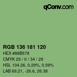 Color code: RGB 136 181 120 | qconv.com