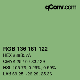 Color code: RGB 136 181 122 | qconv.com