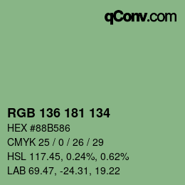 Color code: RGB 136 181 134 | qconv.com