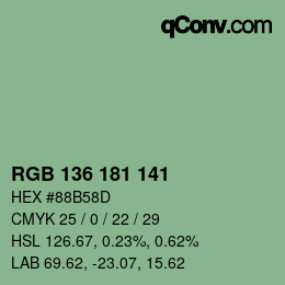 Color code: RGB 136 181 141 | qconv.com