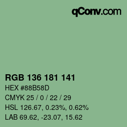 Color code: RGB 136 181 141 | qconv.com