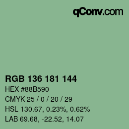 Color code: RGB 136 181 144 | qconv.com