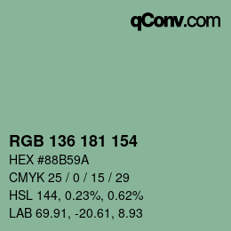 Color code: RGB 136 181 154 | qconv.com
