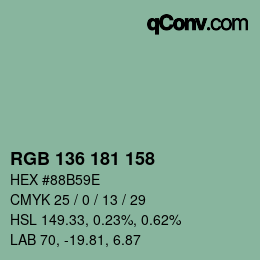 Color code: RGB 136 181 158 | qconv.com