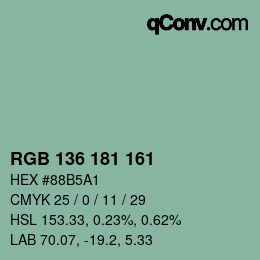 Color code: RGB 136 181 161 | qconv.com