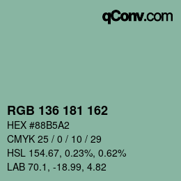 颜色代码: RGB 136 181 162 | qconv.com