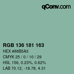 Color code: RGB 136 181 163 | qconv.com