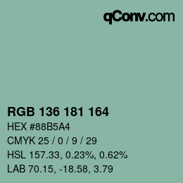 Color code: RGB 136 181 164 | qconv.com